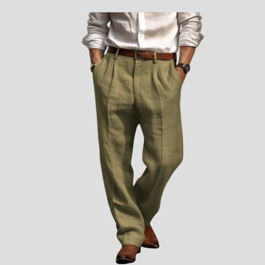 Herren-Leinenhose mit Bügelfalten