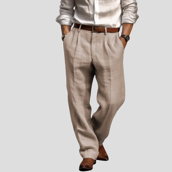Herren-Leinenhose mit Bügelfalten
