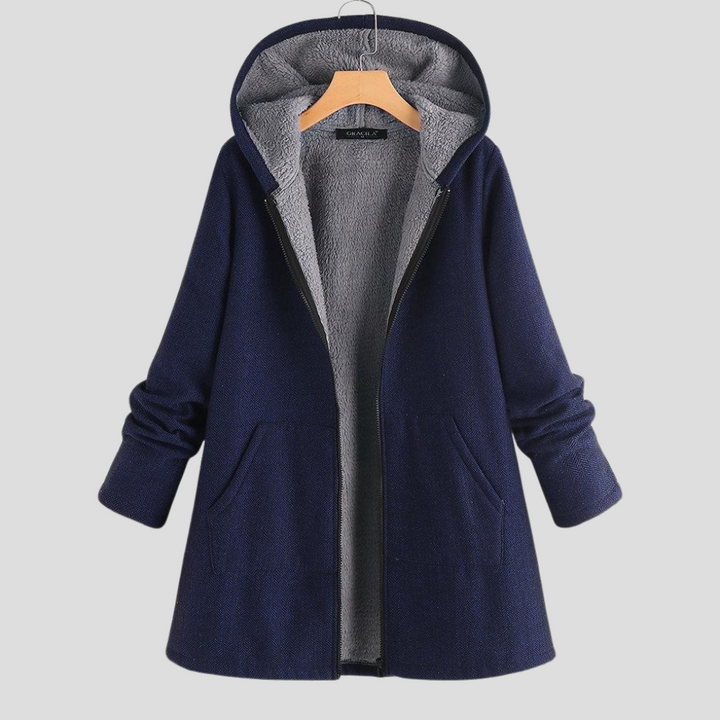 Damen-Kapuzenmantel aus festem Fleece