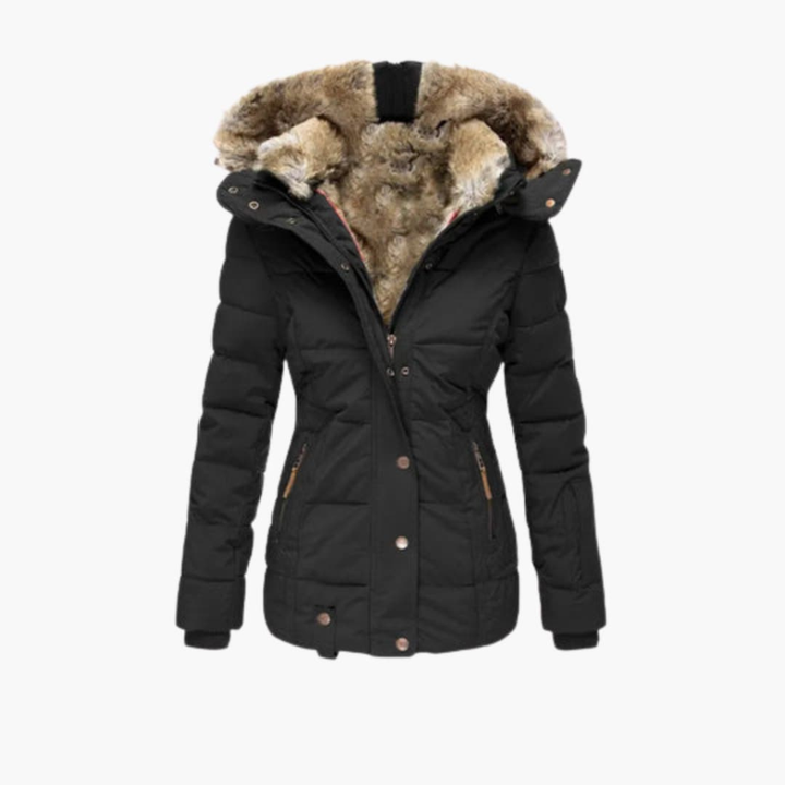 Damenjacke mit geprägter Oberfläche und Verschlüssen