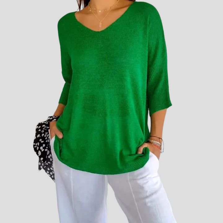 Damen Stricktop mit V-Ausschnitt – Lässiger Style mit Alltagsflair