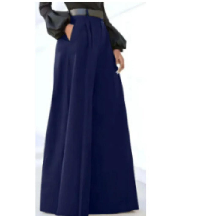 Einfarbige Damenhose mit weitem Bein