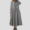 Damen-Maxikleid mit langem Ärmel und hoher Taille