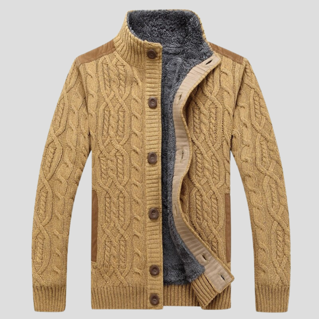 Herren-Strickjacke mit Plüschfutter