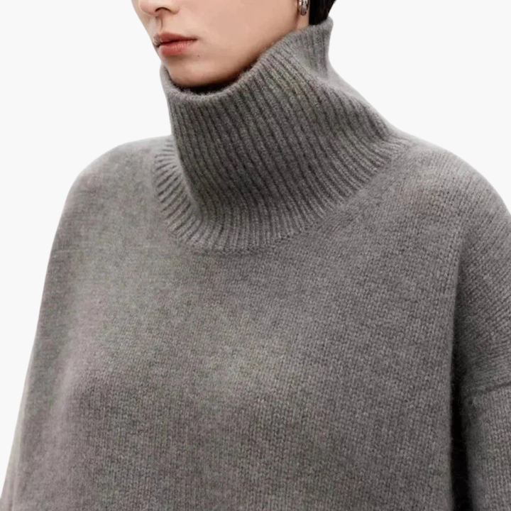 Damen Oversized Hoher Kragen Pullover – Entspanntes Strick-Layer