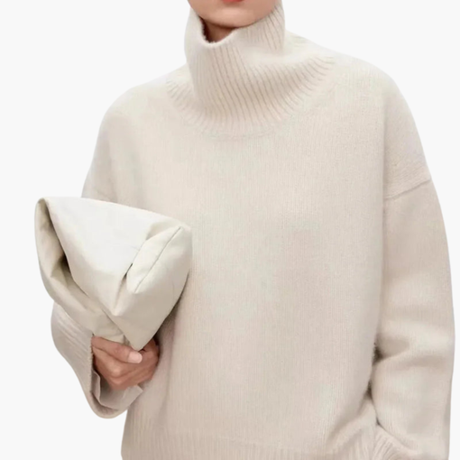 Damen Oversized Hoher Kragen Pullover – Entspanntes Strick-Layer