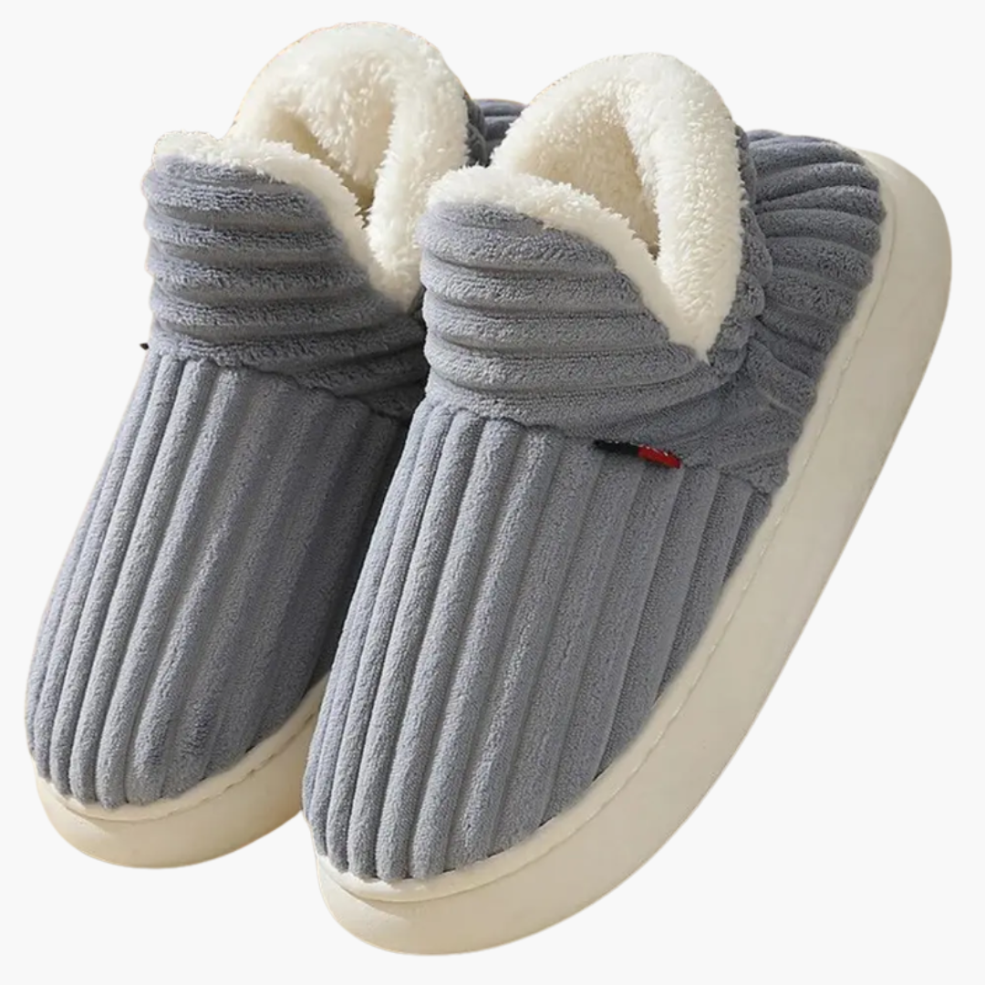 Damen Plüsch Hausschuhe – Gerippte Indoor-Schuhe