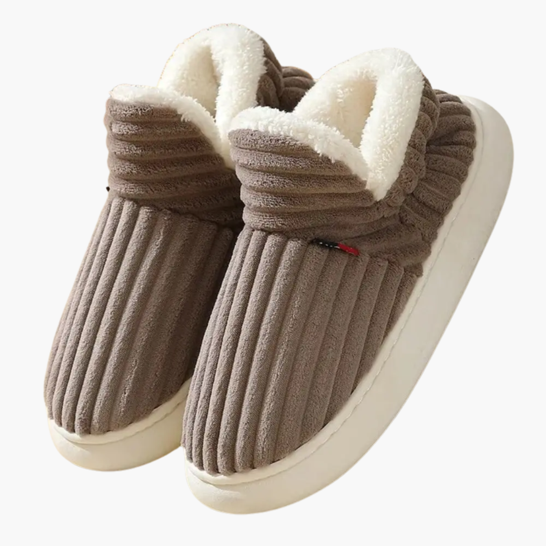 Damen Plüsch Hausschuhe – Gerippte Indoor-Schuhe