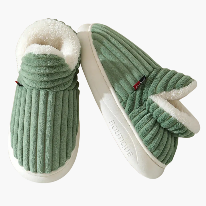 Damen Plüsch Hausschuhe – Gerippte Indoor-Schuhe