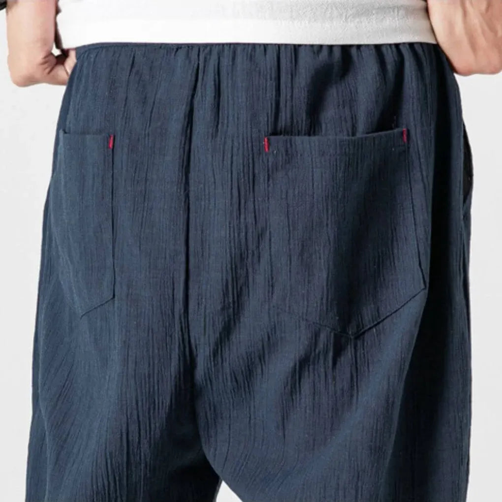 Bequeme Hose für Herren aus Baumwollmischung und Leinen