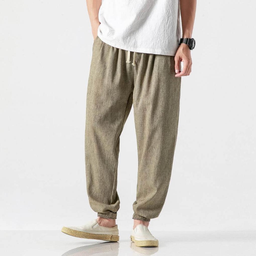 Bequeme Hose für Herren aus Baumwollmischung und Leinen