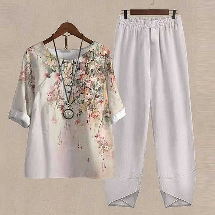 Perfekt bequemes, elegantes 2-teiliges Set mit Blumenmuster