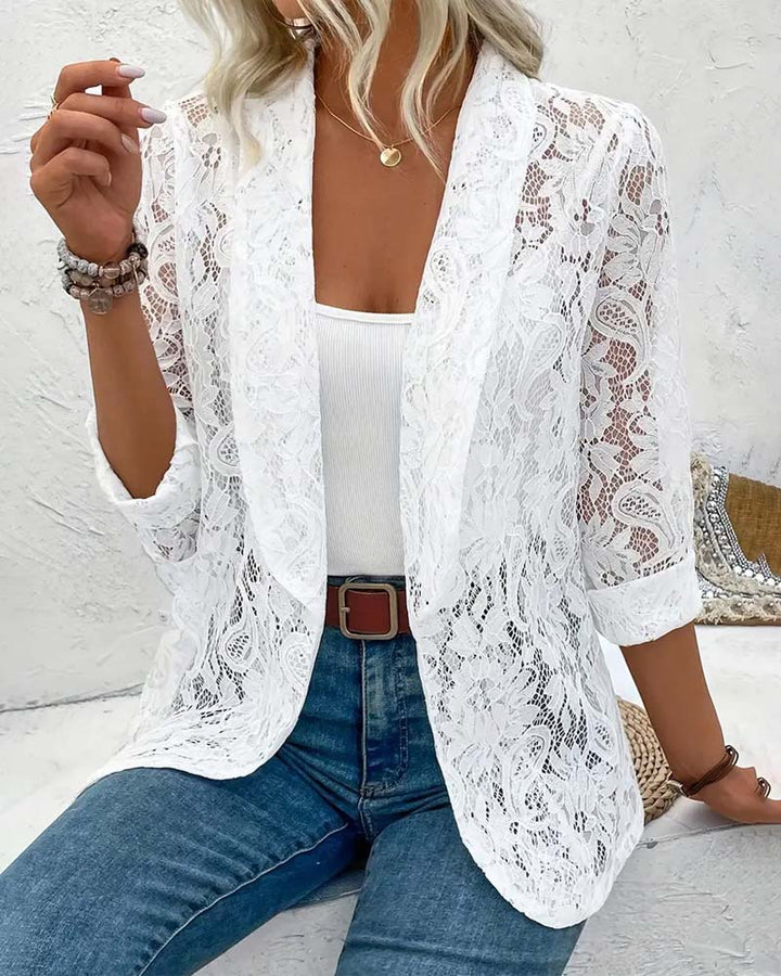 Eleganter Blazer mit Spitzenbesatz