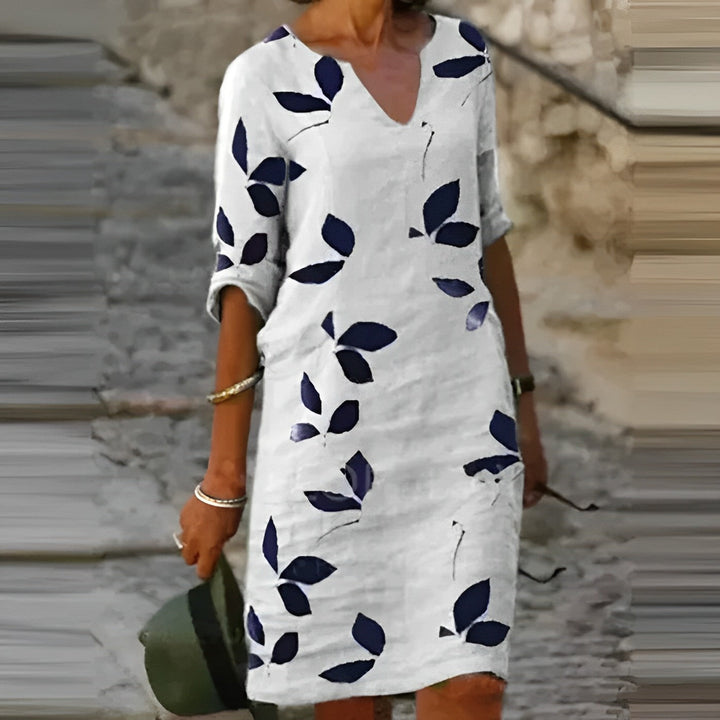 Sommerkleid für Damen mit Blattprint
