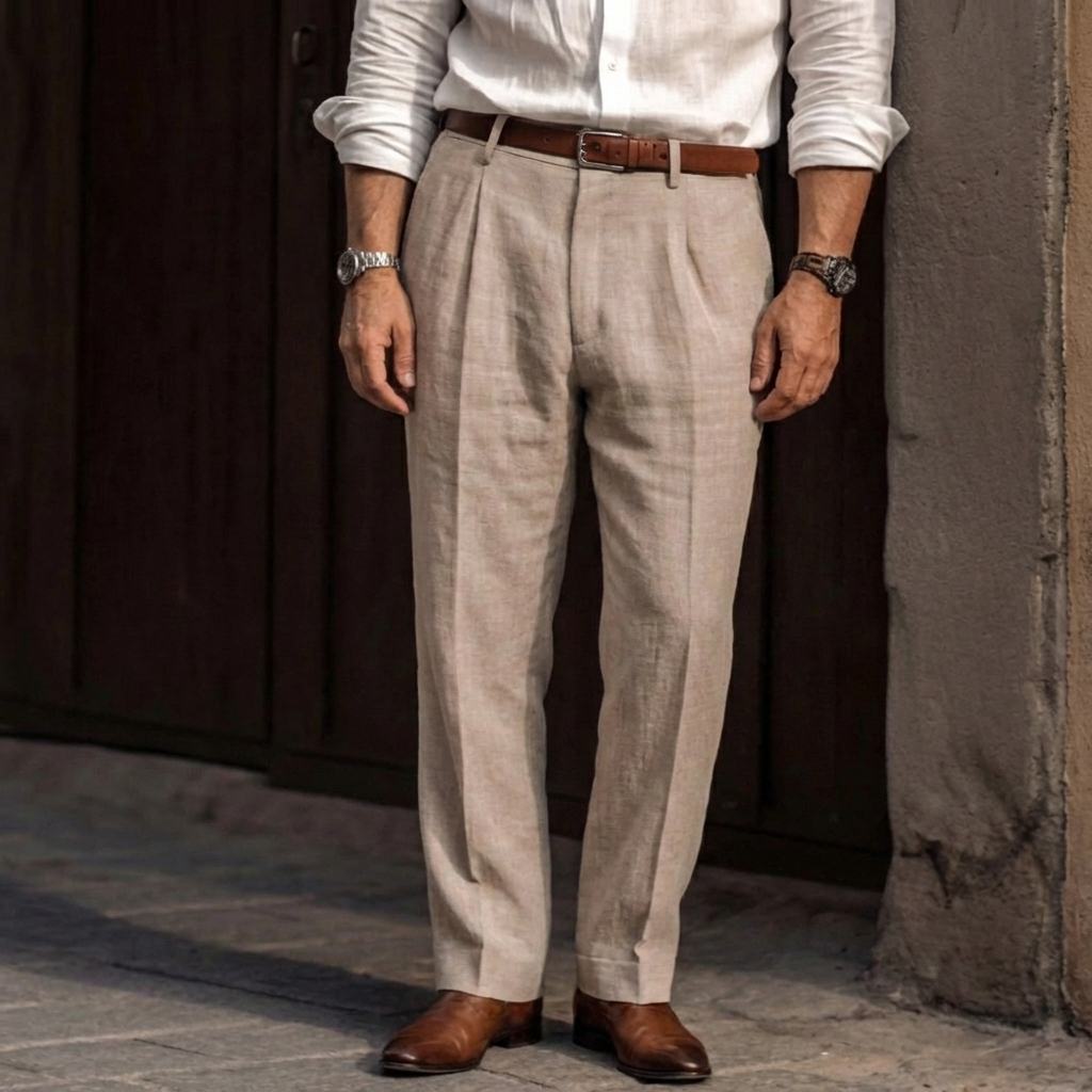 Herrenhose im Vintage-Stil mit hoher Taille