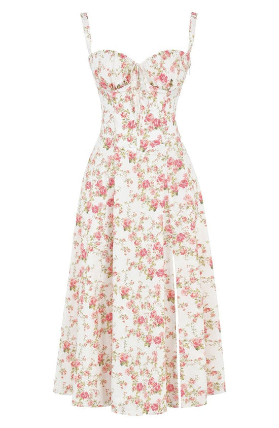 Blumiges, tailliertes Kleid
