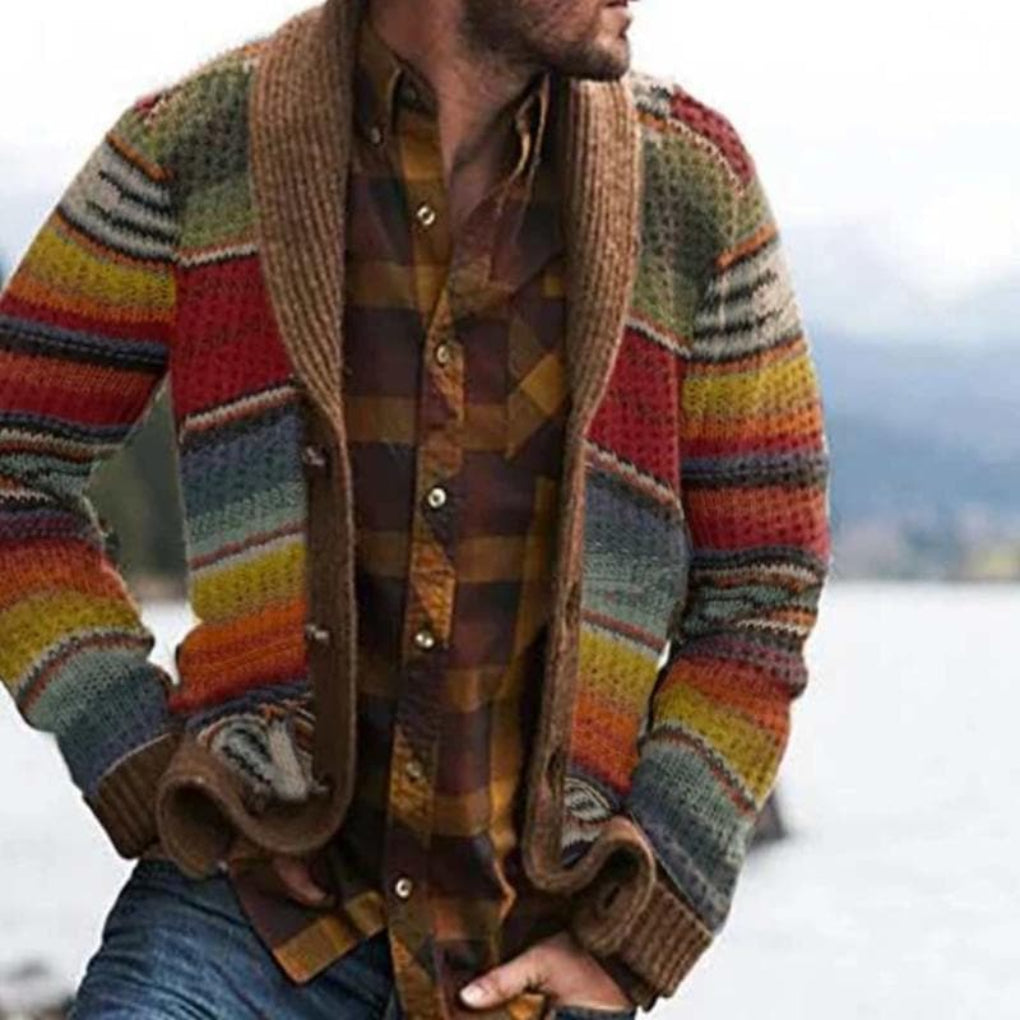 Gestreifte Herren-Strickjacke