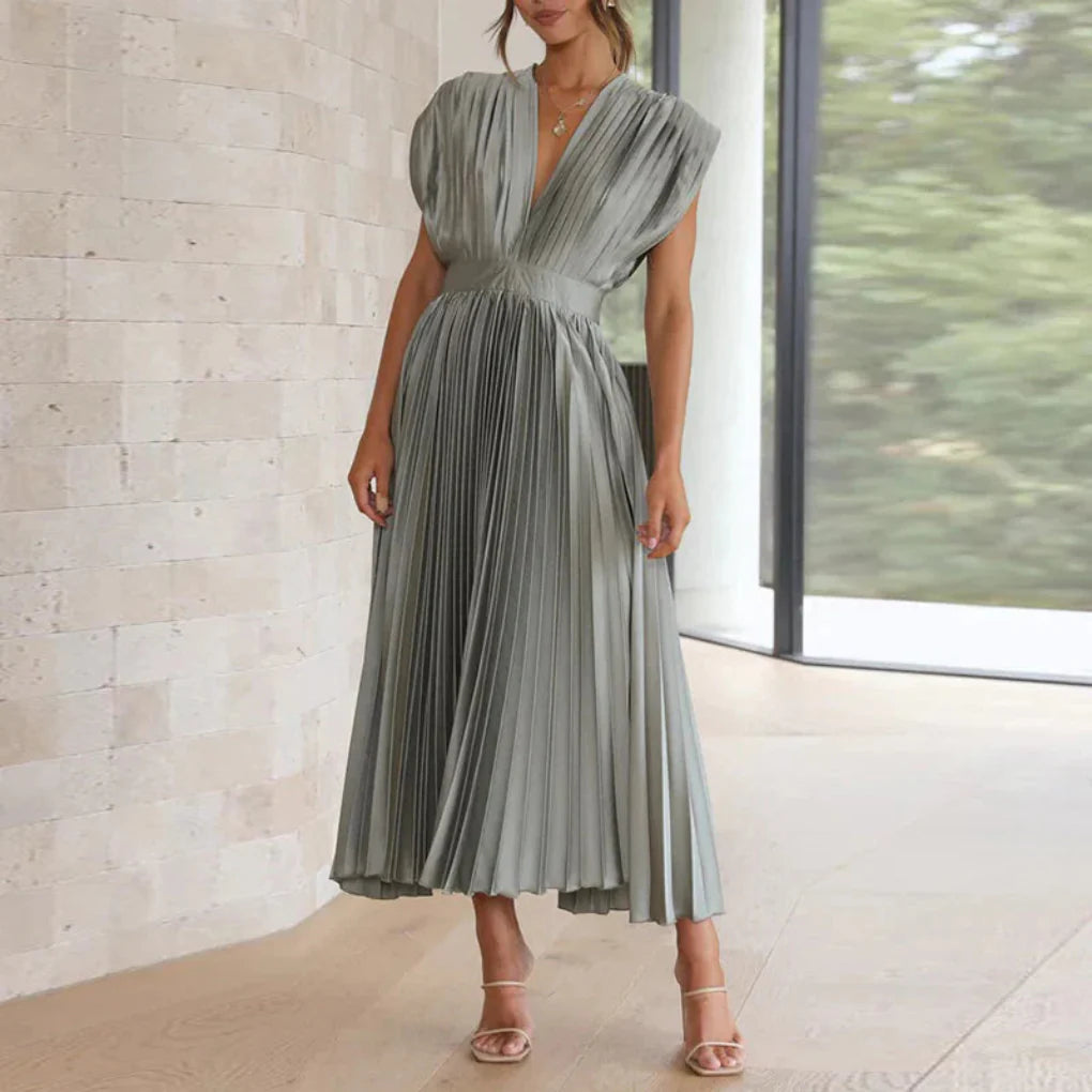 Modernes ärmelloses Damenkleid mit V-Ausschnitt