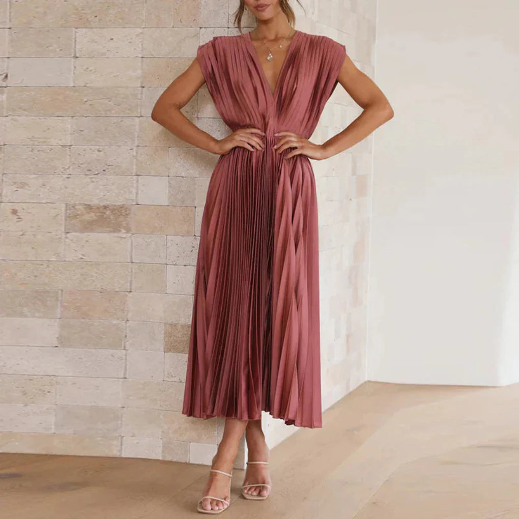 Modernes ärmelloses Damenkleid mit V-Ausschnitt