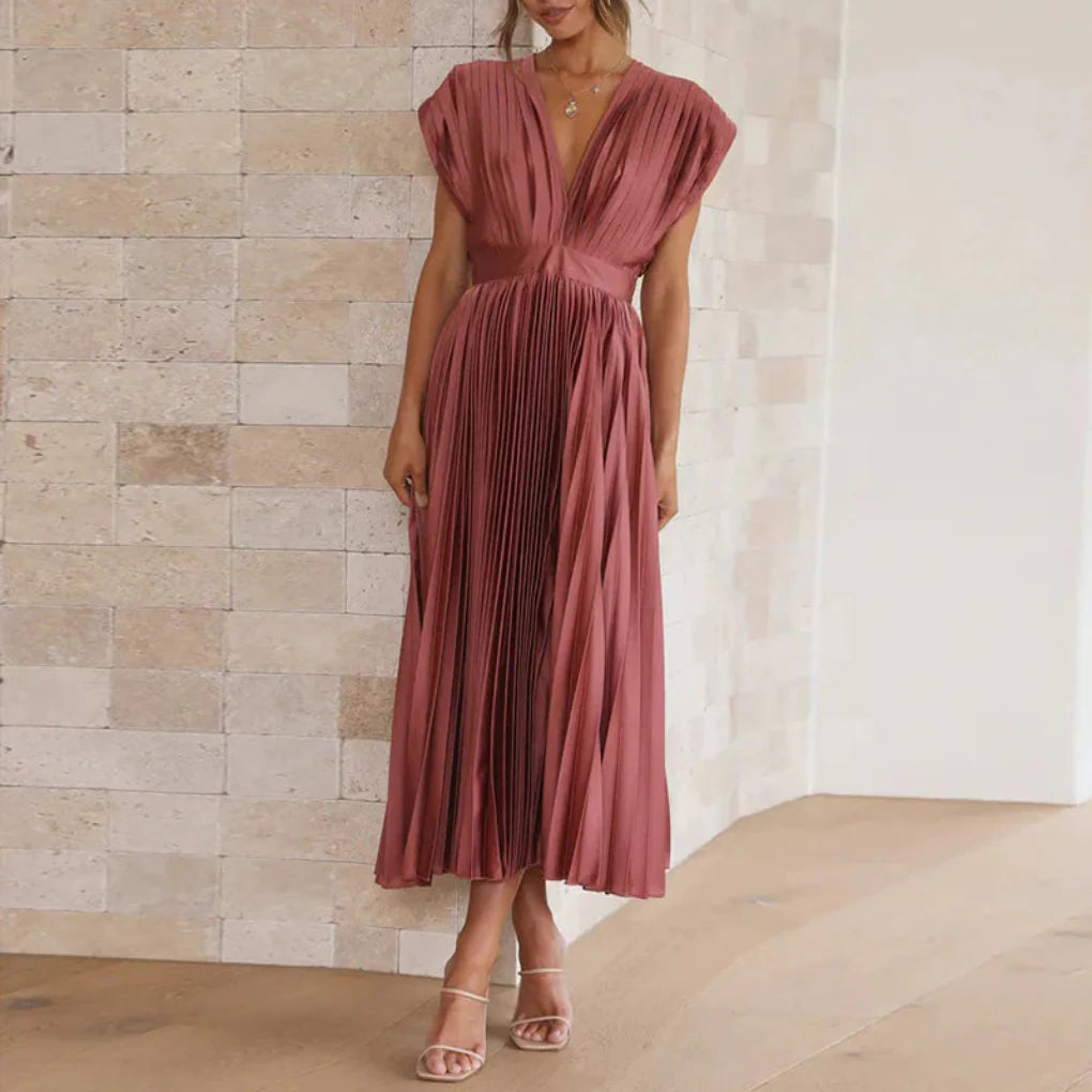 Modernes ärmelloses Damenkleid mit V-Ausschnitt