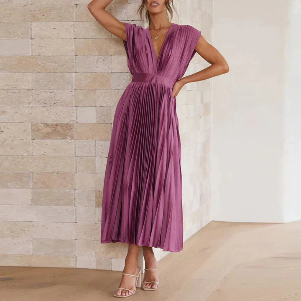 Modernes ärmelloses Damenkleid mit V-Ausschnitt
