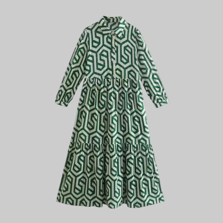 Langärmliges geometrisches Damenkleid