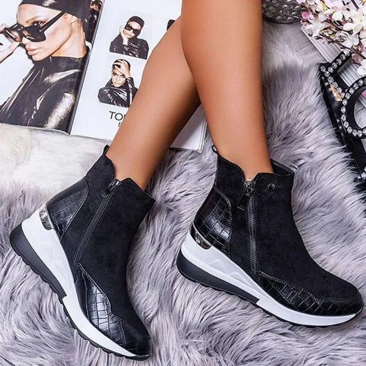 Orthopädische halbhohe Leder-Stiefeletten für Damen