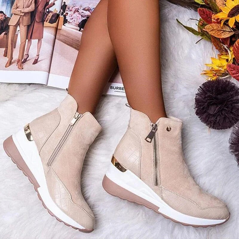 Orthopädische halbhohe Leder-Stiefeletten für Damen