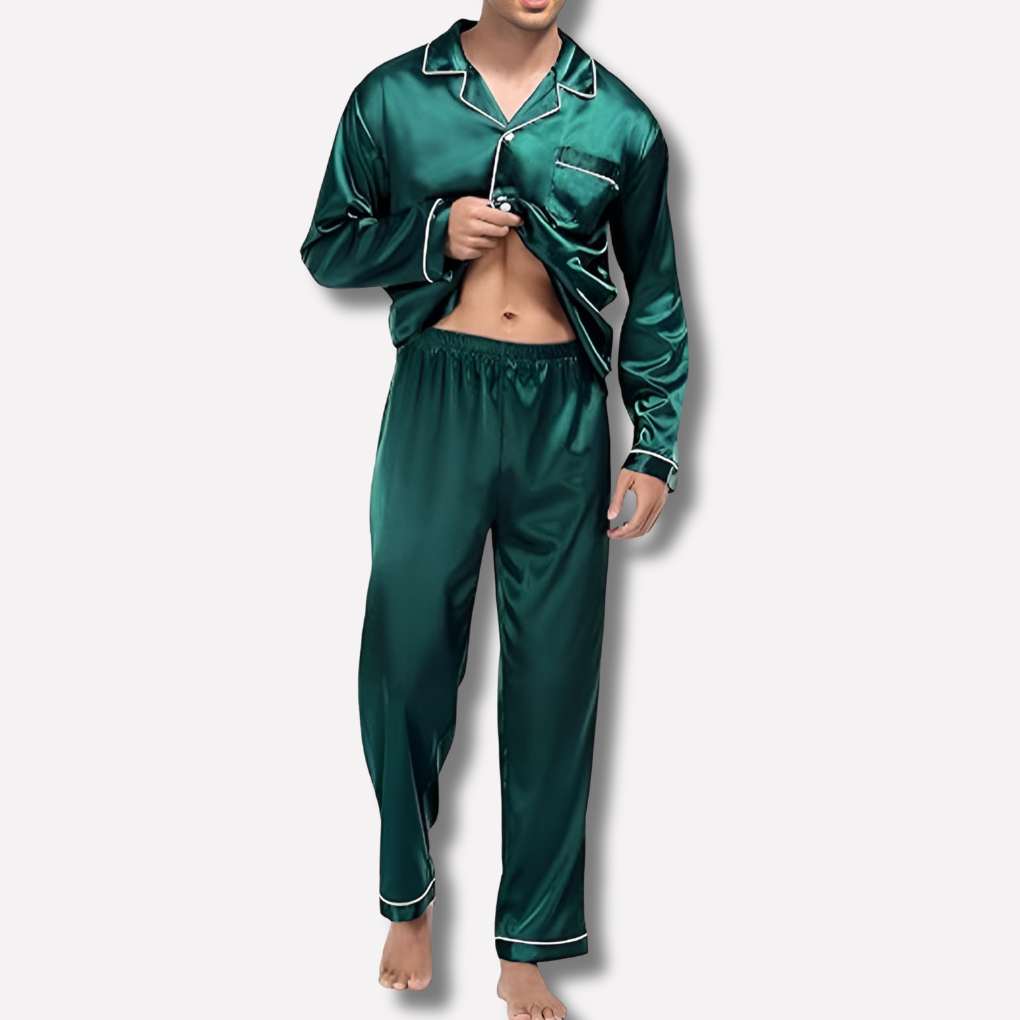 Satin-Seiden-Pyjama-Set für Herren