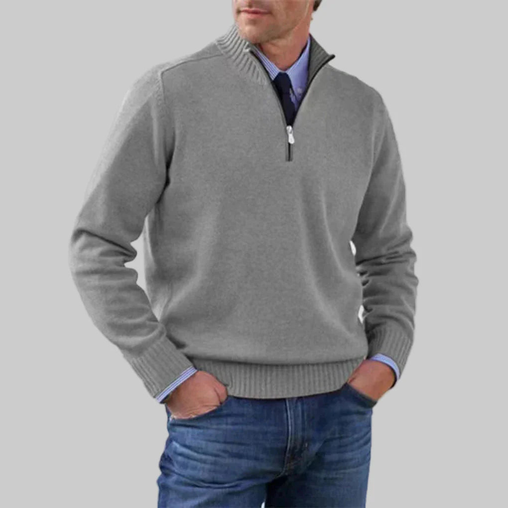 Herrenpullover mit halbem Reißverschluss