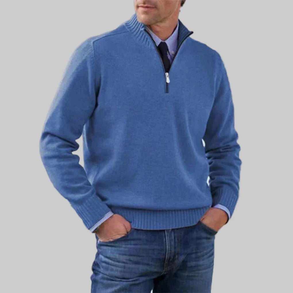 Herrenpullover mit halbem Reißverschluss