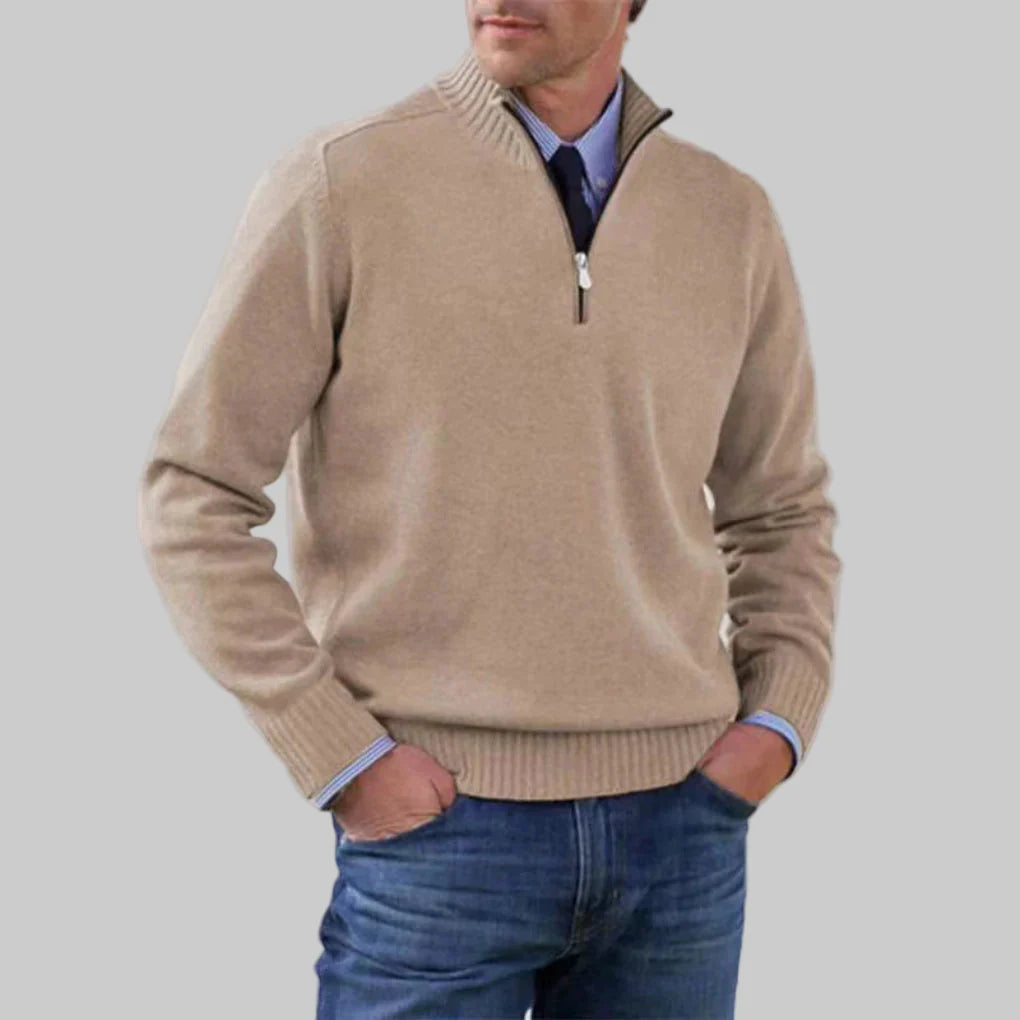 Herrenpullover mit halbem Reißverschluss