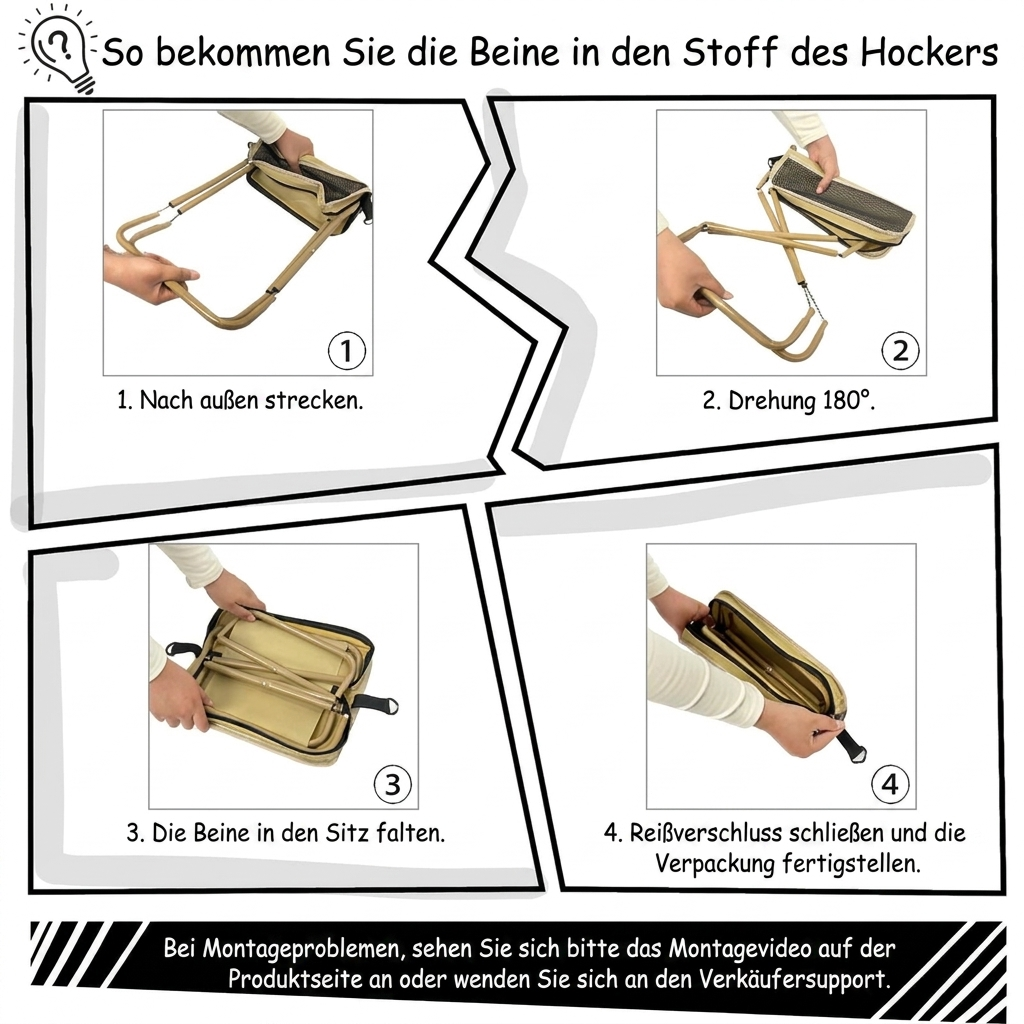 Kompakter Rucksack‑Hocker