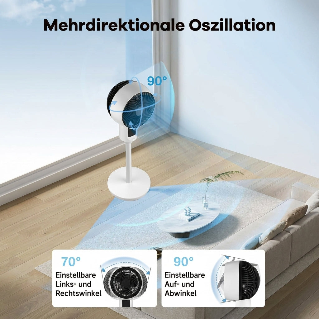 Einstellbarer Standventilator mit 3D-Oszillation