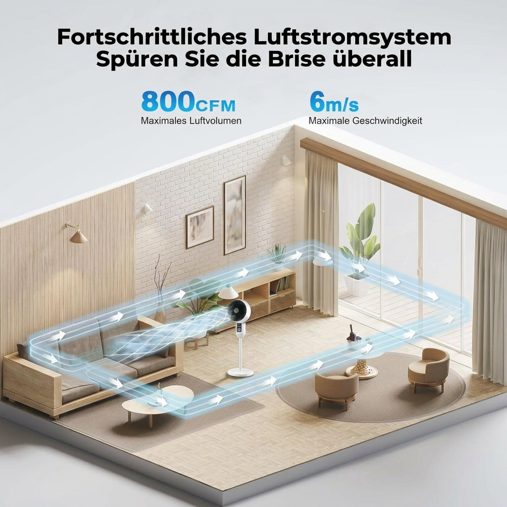 Einstellbarer Standventilator mit 3D-Oszillation