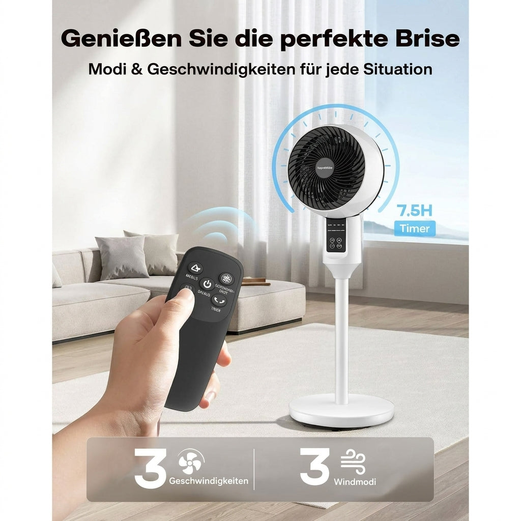 Einstellbarer Standventilator mit 3D-Oszillation