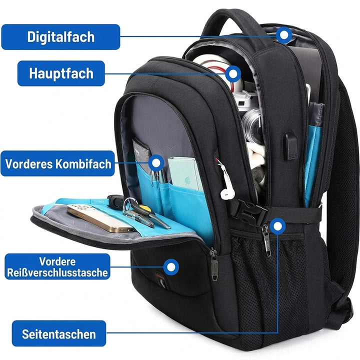 Wasserdichter Laptop- und Reiserucksack mit organisierten Fächern