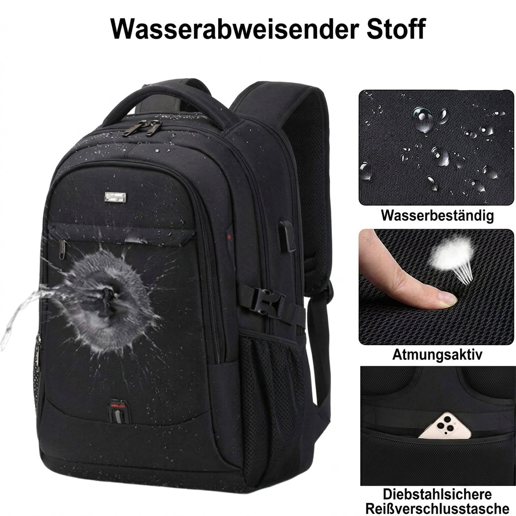 Wasserdichter Laptop- und Reiserucksack mit organisierten Fächern