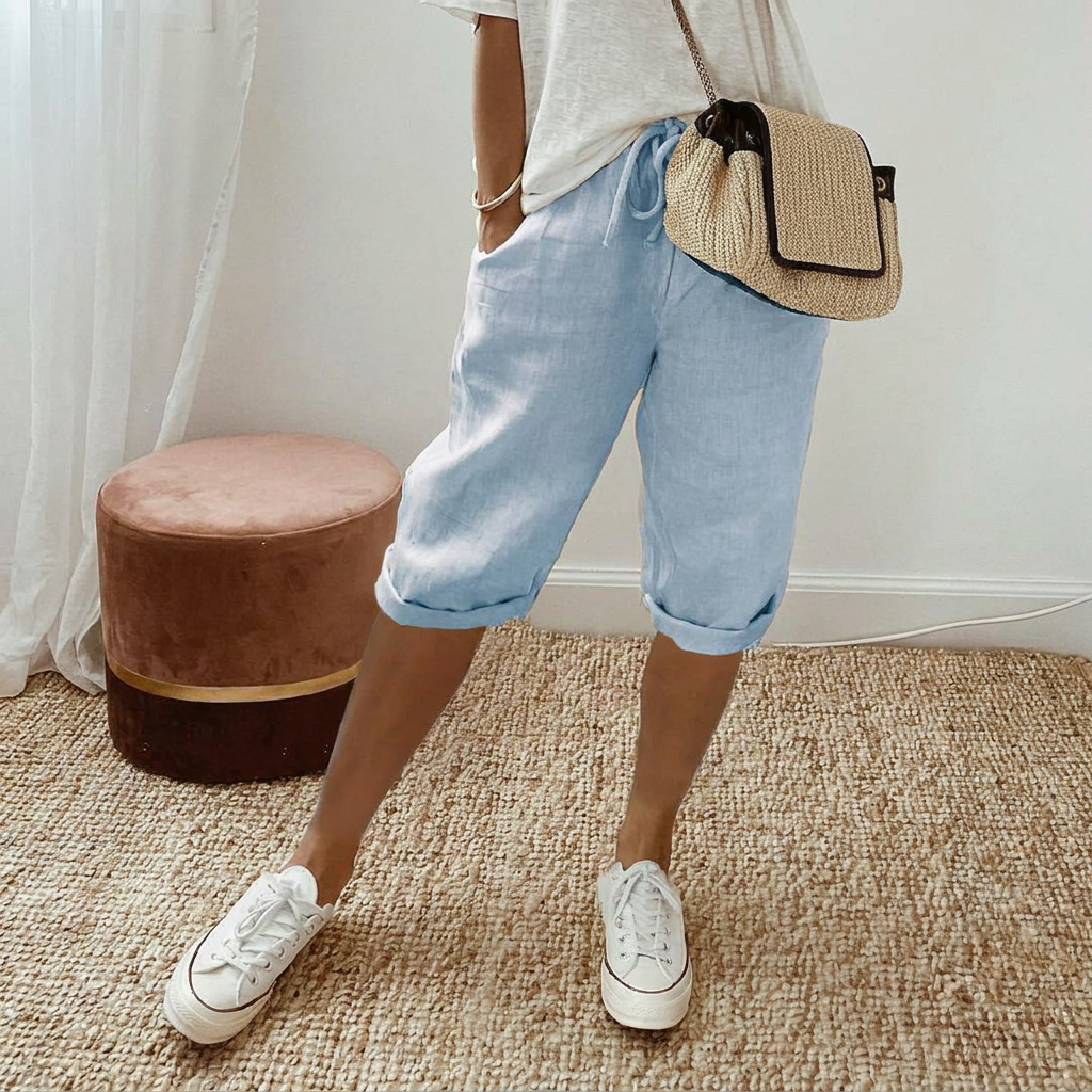 Lässige Damen Shorts aus Baumwolle und Leinen