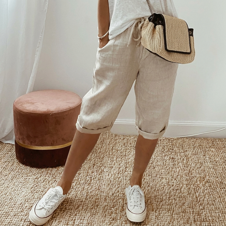 Lässige Damen Shorts aus Baumwolle und Leinen