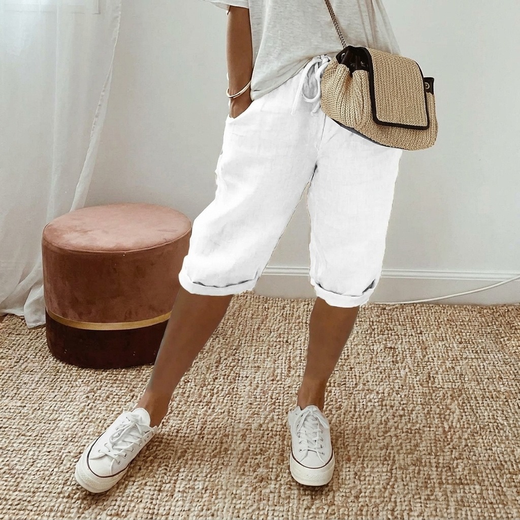 Lässige Damen Shorts aus Baumwolle und Leinen