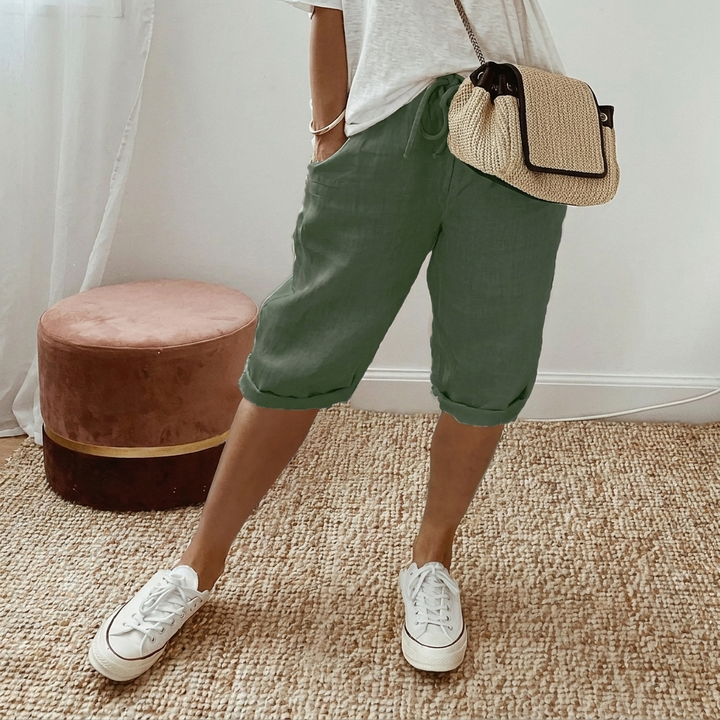Lässige Damen Shorts aus Baumwolle und Leinen