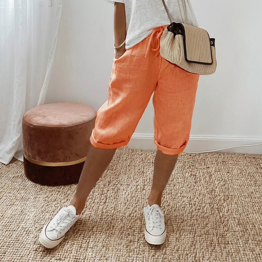 Lässige Damen Shorts aus Baumwolle und Leinen