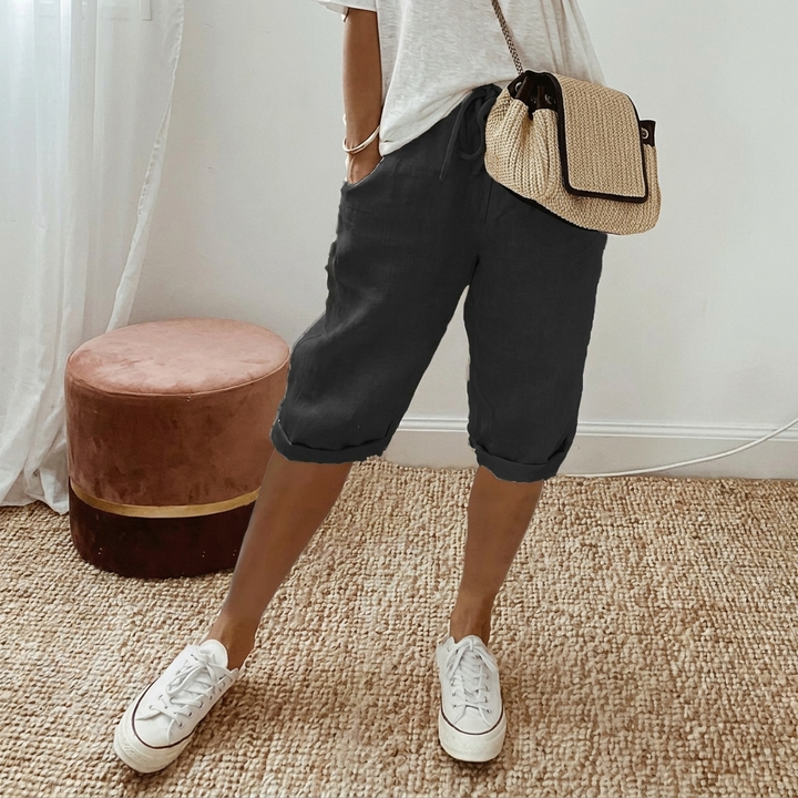 Lässige Damen Shorts aus Baumwolle und Leinen