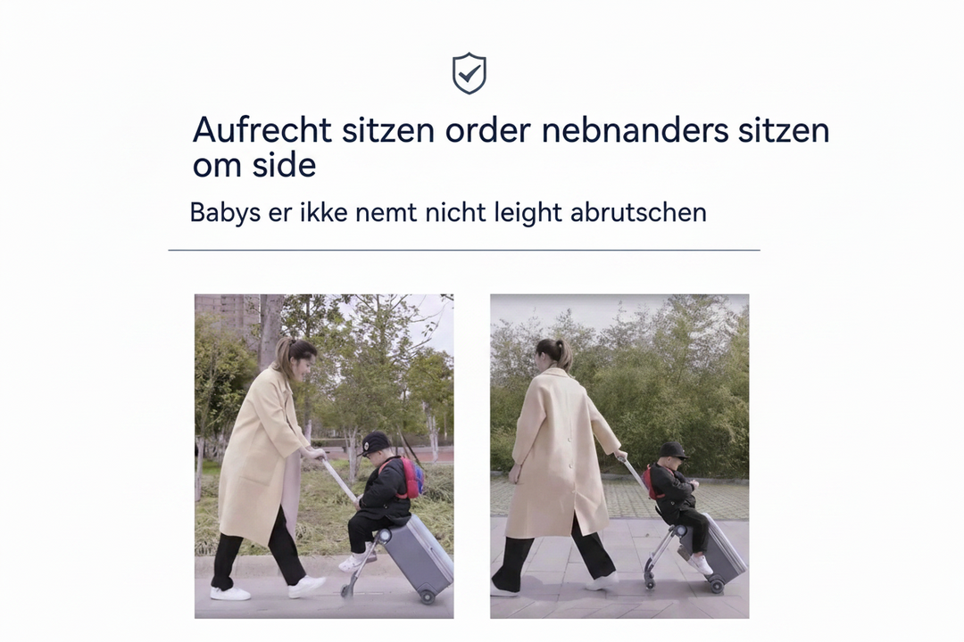Multifunktionale Børnekuffert mit Sitz- und Ridefunktion für Reisen