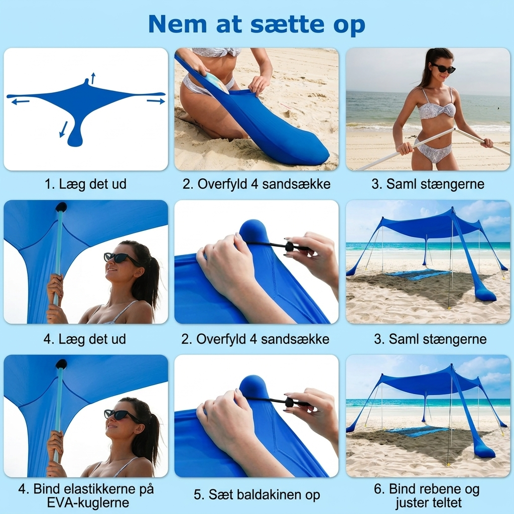 Großes Sonnenschutz-Zelt für den Strand mit UV-Schutz