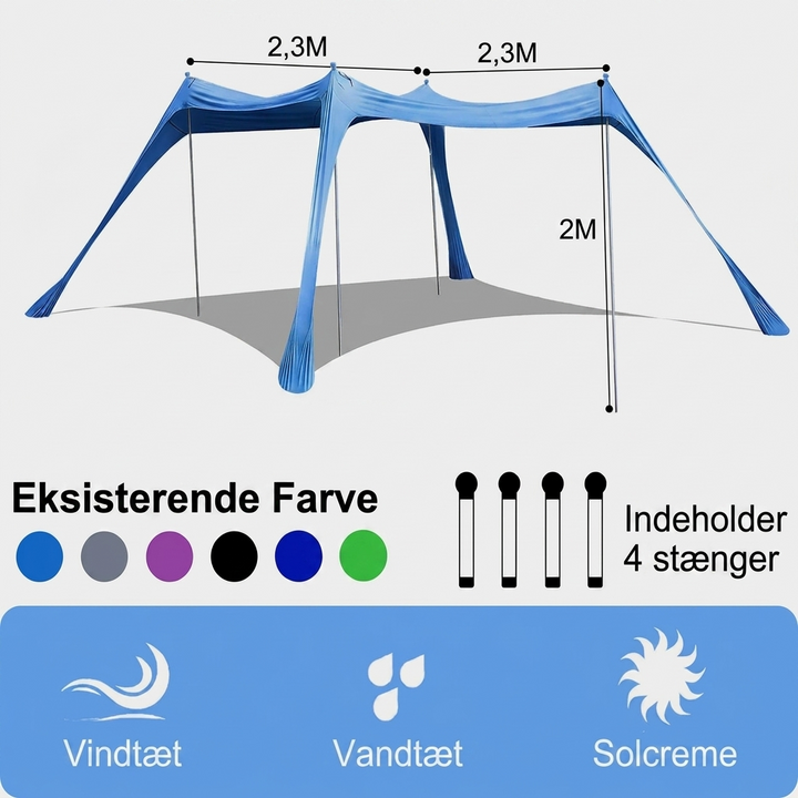 Großes Sonnenschutz-Zelt für den Strand mit UV-Schutz