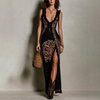 Elegantes Aermelloses Tanktop Geteiltes Langes Rockkleid