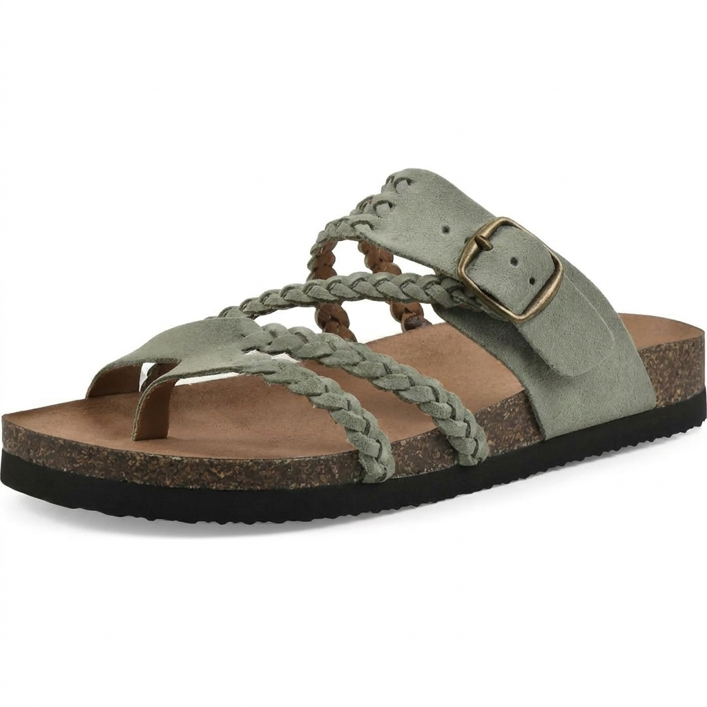 Elegante europäische Stil gewebte Riemen Flachsandalen für Frauen