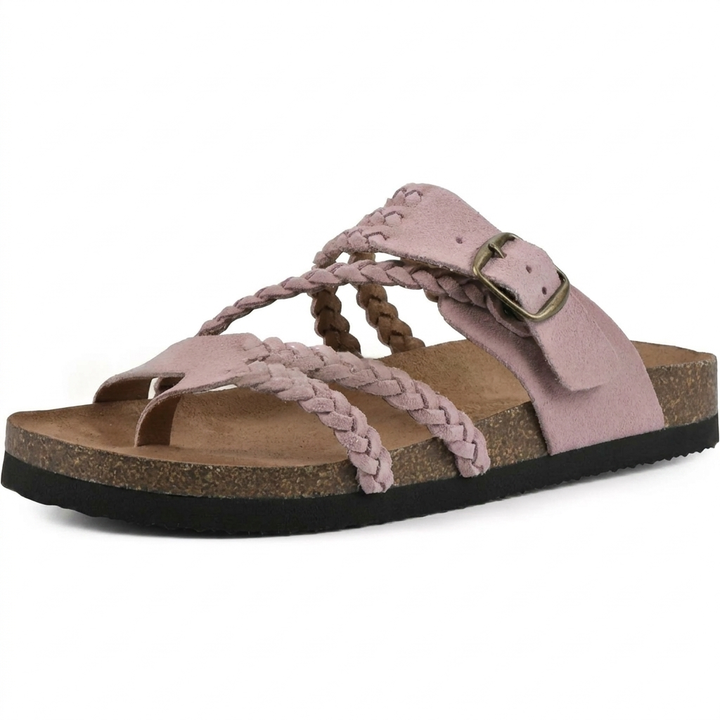 Elegante europäische Stil gewebte Riemen Flachsandalen für Frauen